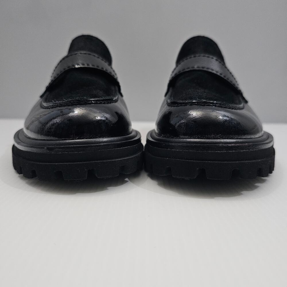 Paul Green Black Leather and Suede Lug Sole Loafers - Picture 6 of 13